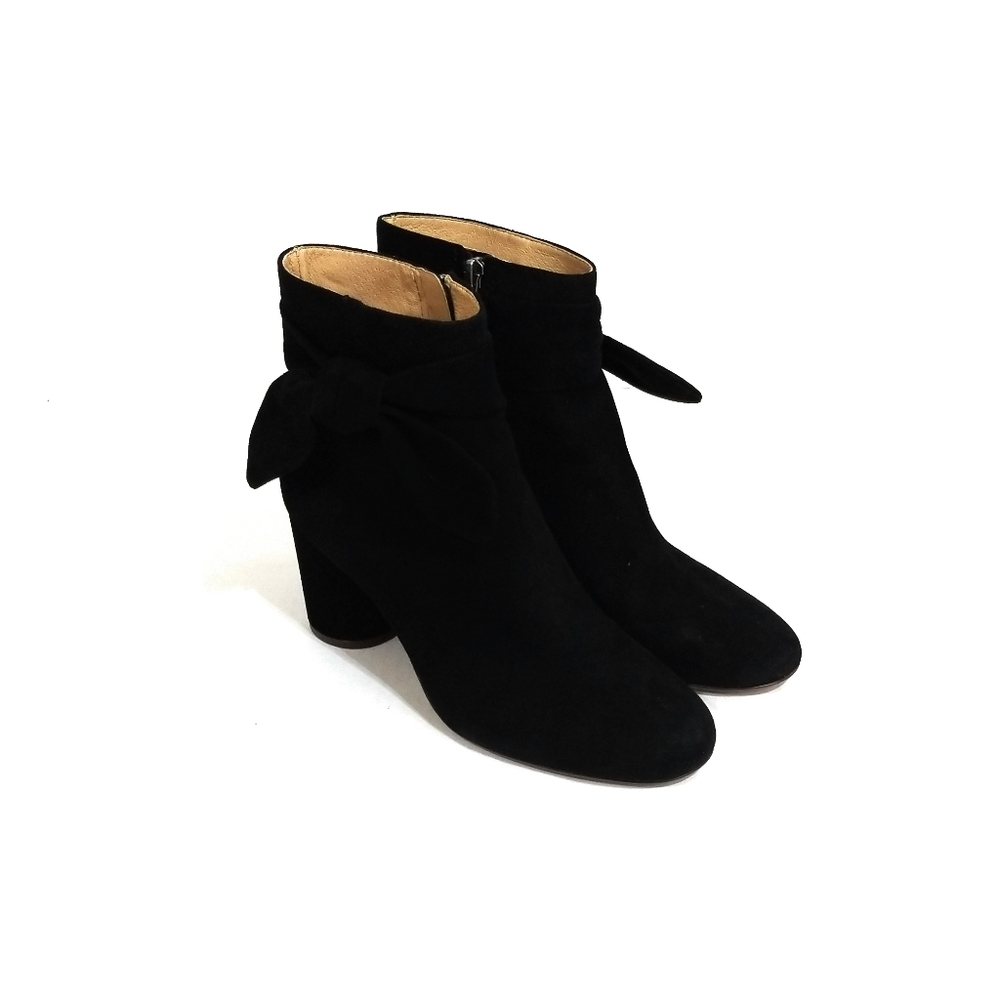 MADEWELL The Esme Black Suede Bow Booties Size 7.5 - Picture 3 of 13